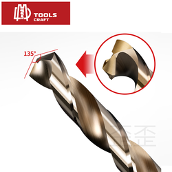 DIN338 HSS كوبالت 5٪ كهرمان أرضي بالكامل M35 HSS مثقاب عالي السرعة من الفولاذ المقاوم للصدأ